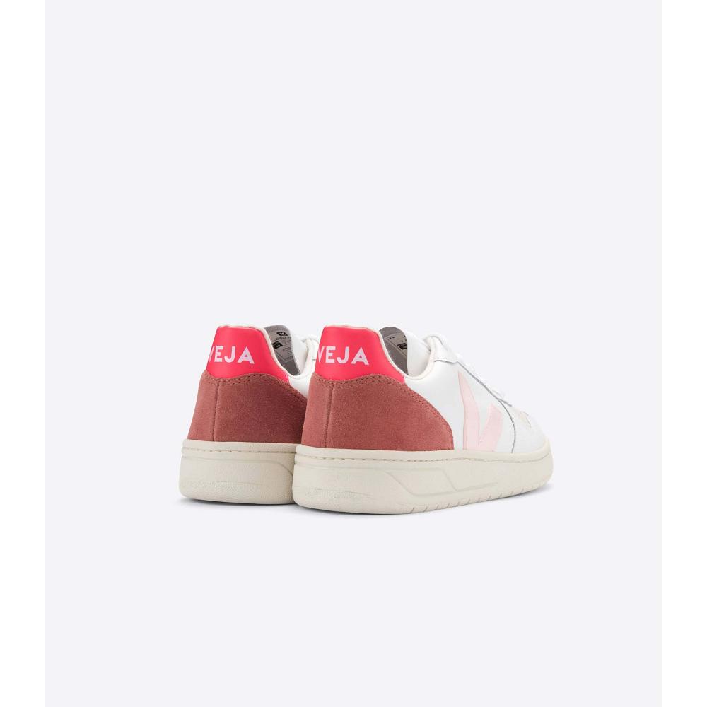 Veja V-10 LEATHER Sneakers Dames White/Red | BE 639BEX